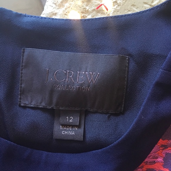 J. CREW Navy Patchwork Metallic Brocade Top Sz 12 - Picture 7 of 8